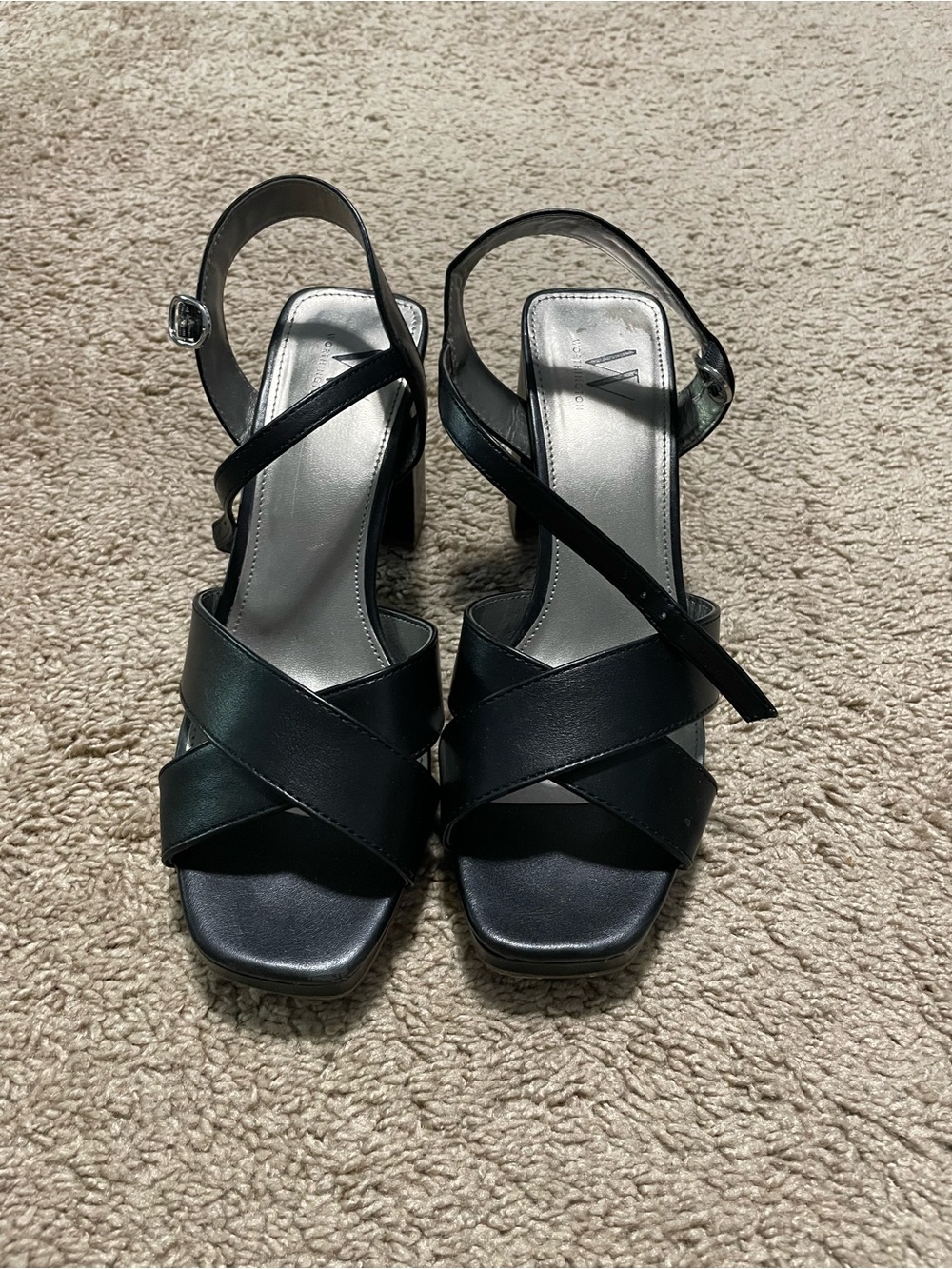 Women's Black Crisscross Slingback Heeled Sandals
